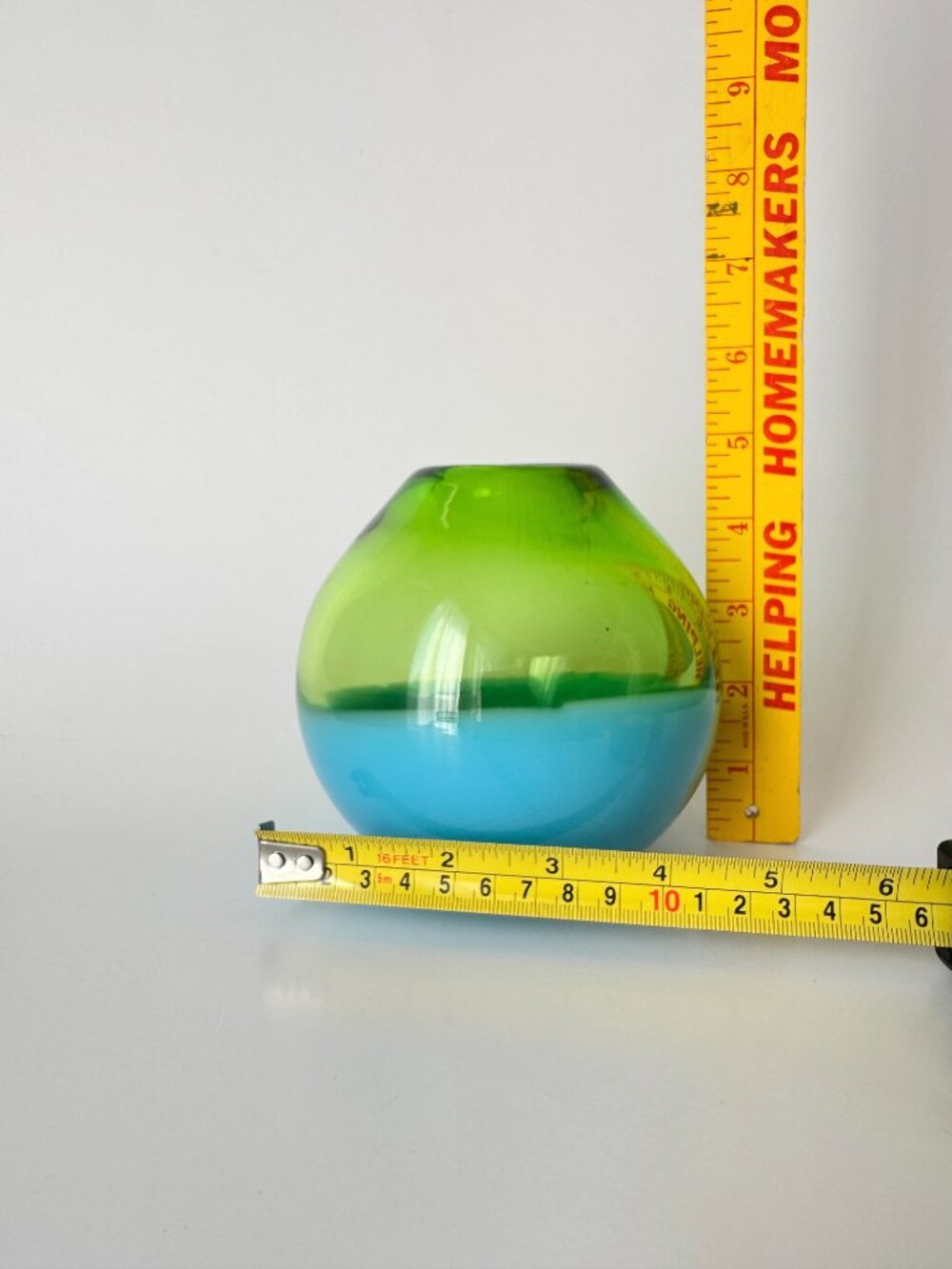 Ball Glass Bud Vase Blue & Green - Picture 15 of 17